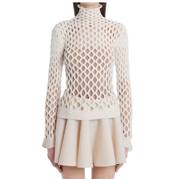 Valentino Tops - Valentino Cutout Net Mock Neck Top